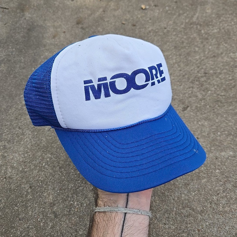 Vintage 80s Players Moore Trucker Hat‎ Roper Blue Mesh Snapback Cap Construction